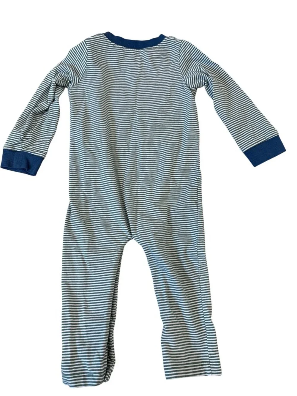 Striped Baby Romper With Cement Truck Applique Long Sleeves Snap Closure 95% Cot